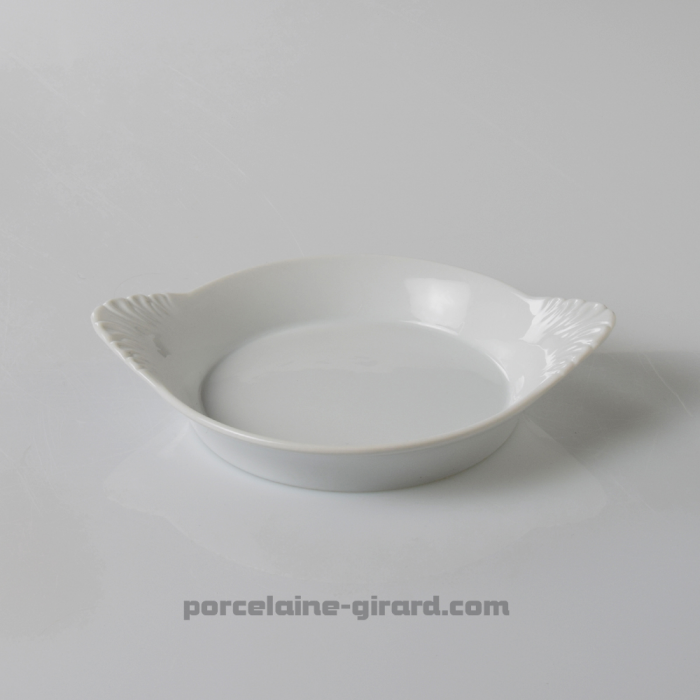 PLAT A FOUR ROND OREILLES PORCELAINE BLANCHE PM 16X13 - Maison de