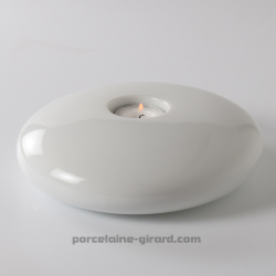 Bougeoir Saturne en porcelaine Blanche, /Une grande surface à peindre pour les décoratrices.. /Existe en deux tailles.