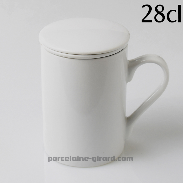 Mug Tisanière avec filtre en porcelaine 28cl diamètre 7.4cm