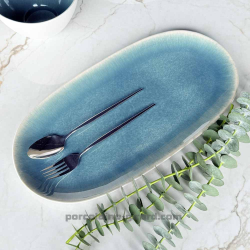 PLAT OVALE AMEL BLEU 40X19CM